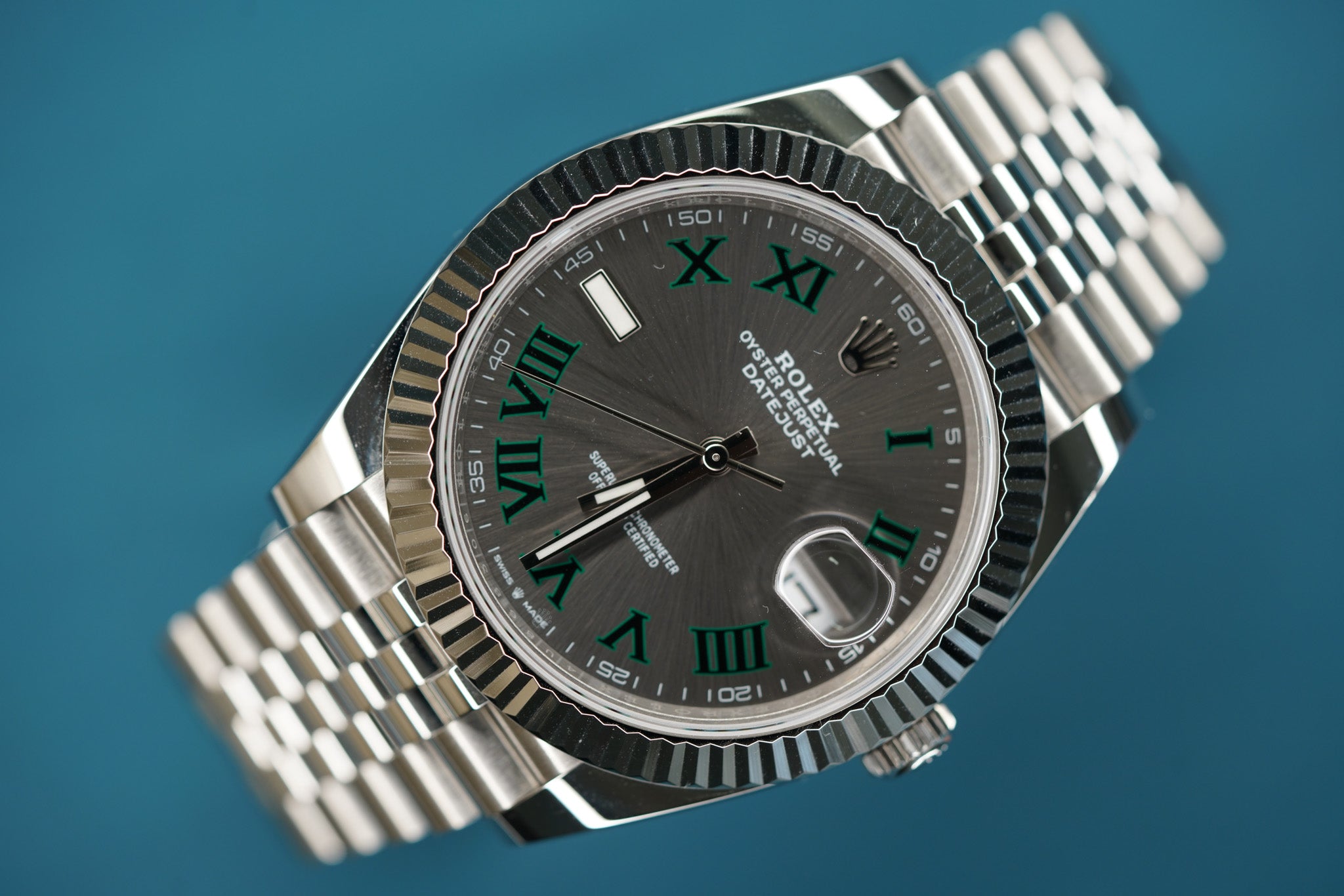 Datejust 41mm Wimbledon Changed Smooth to Fluted Bezel Jubilee