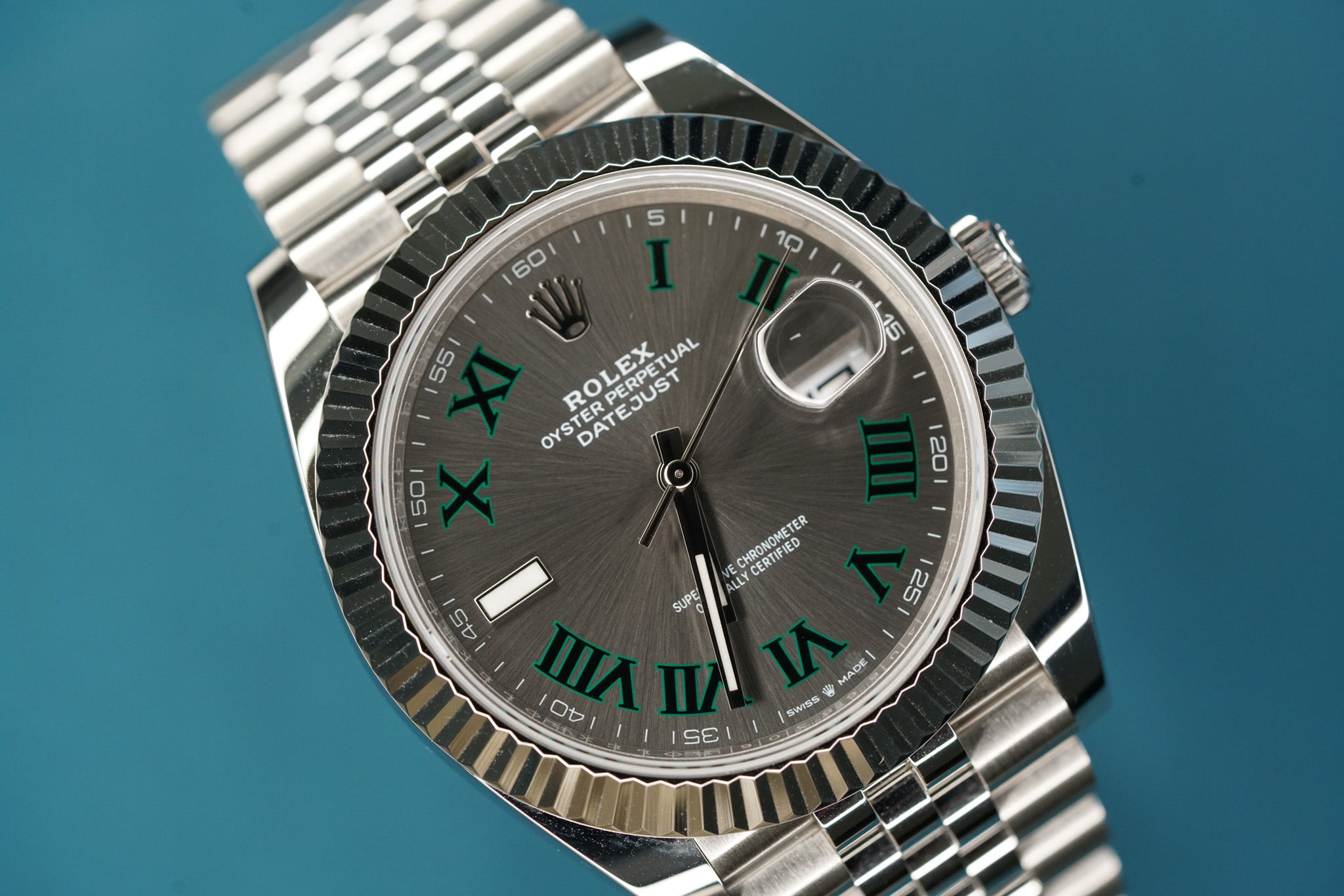 Datejust 41mm Wimbledon Changed Smooth to Fluted Bezel Jubilee