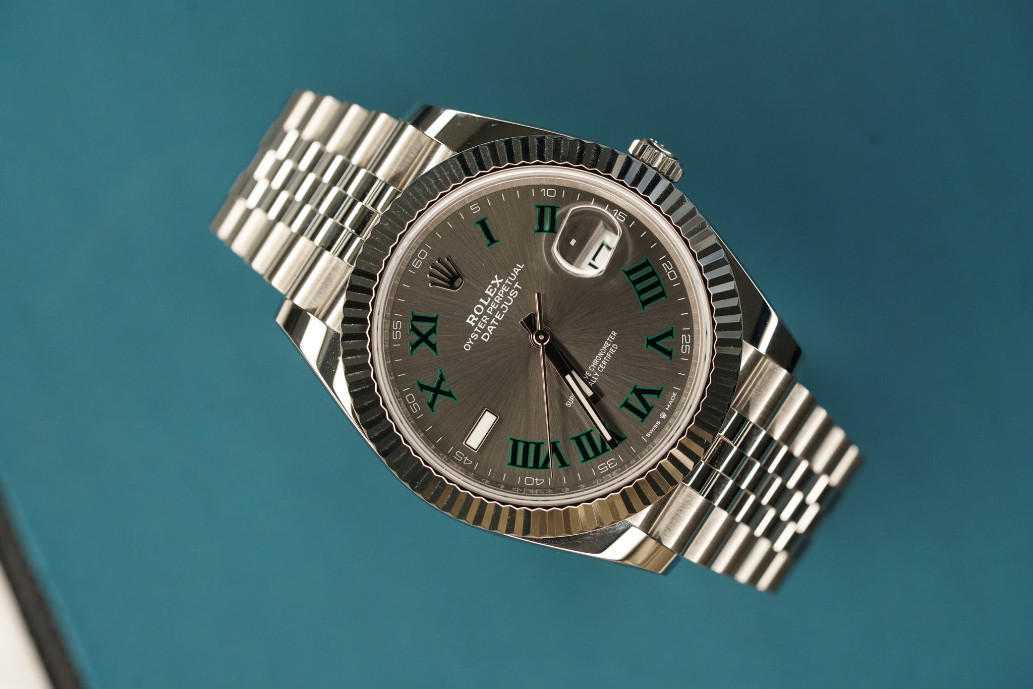 Datejust 41mm Wimbledon Changed Smooth to Fluted Bezel Jubilee