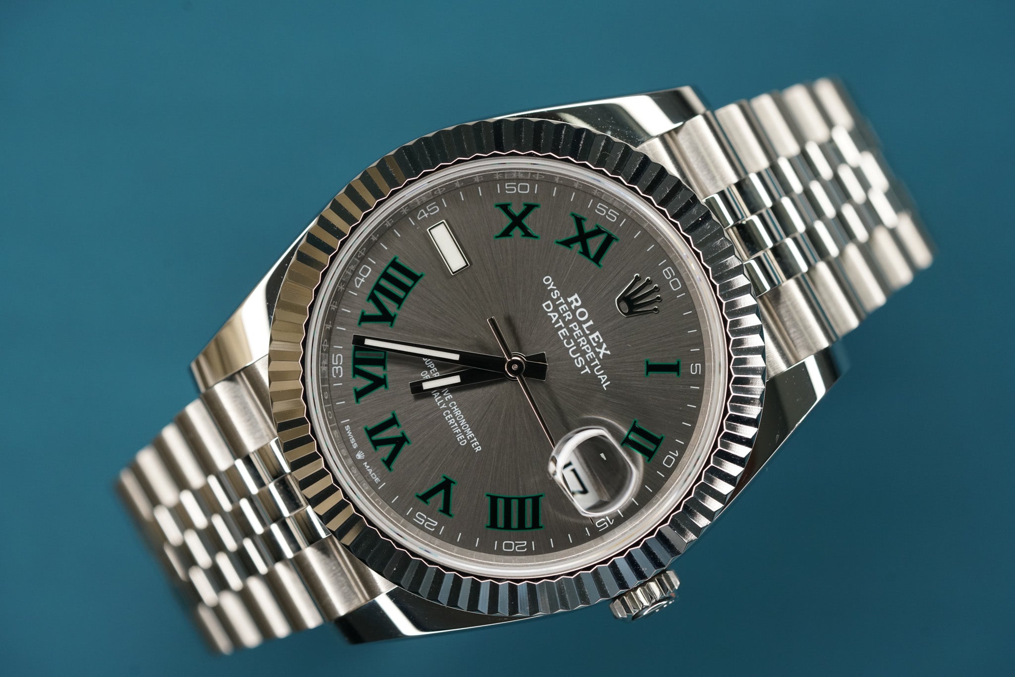 Datejust 41mm Wimbledon Changed Smooth to Fluted Bezel Jubilee