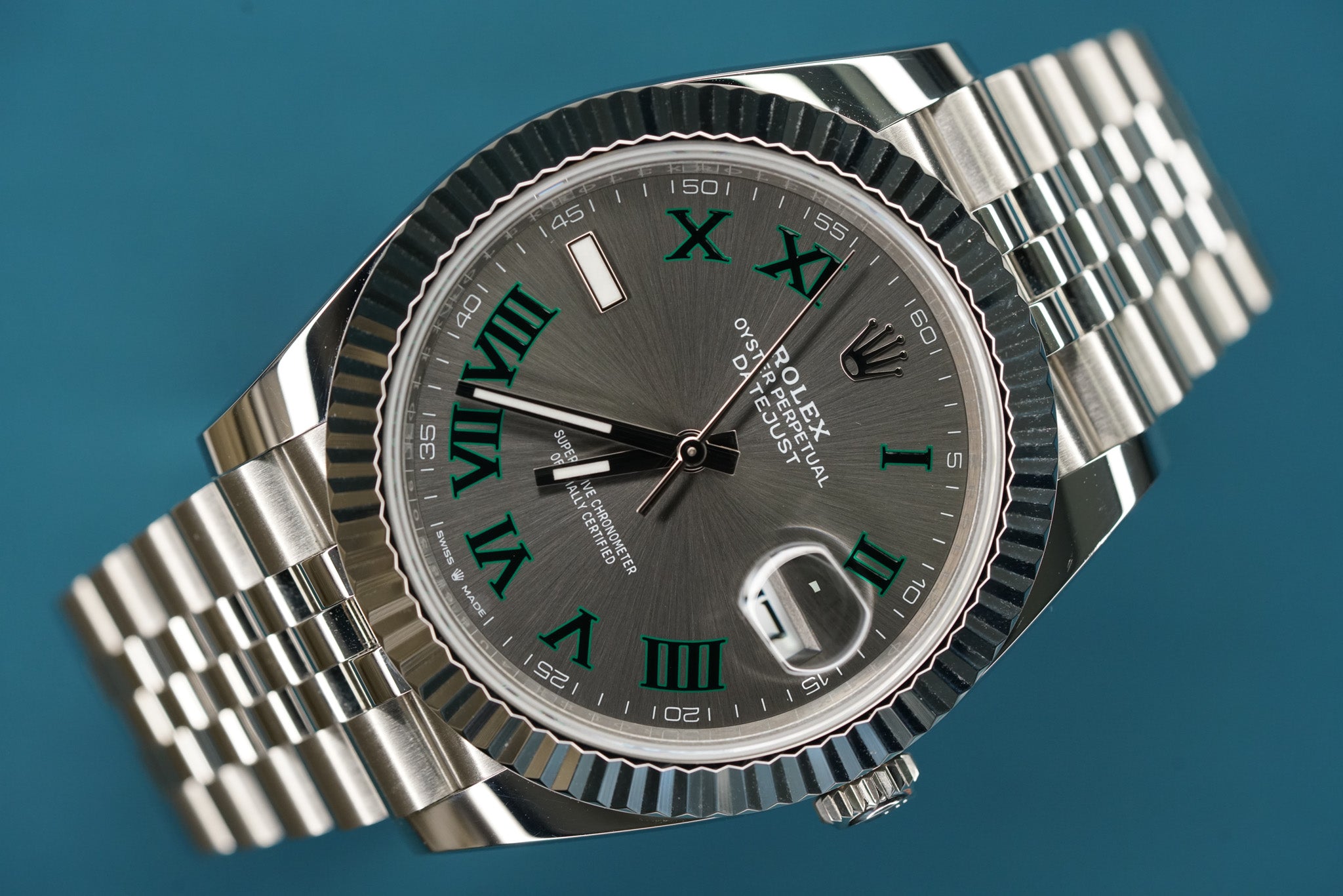 Datejust 41mm Wimbledon Changed Smooth to Fluted Bezel Jubilee
