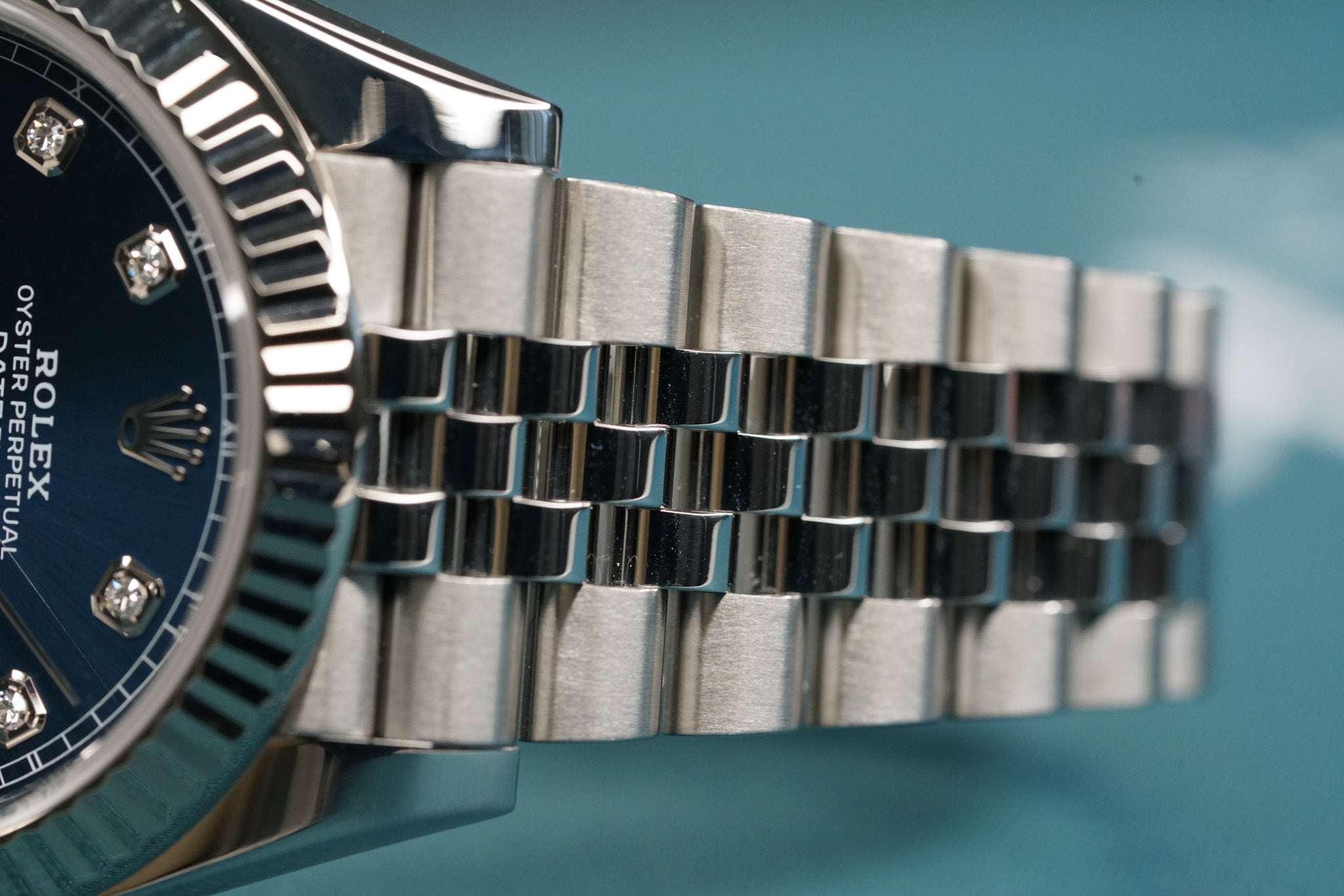 Datejust 41mm Fluted Bezel Blue Diamond Dial Oyster Bracelet